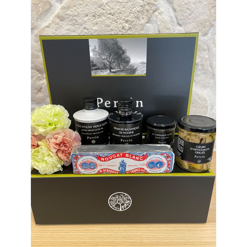 a gift box around Mediterranean citrus